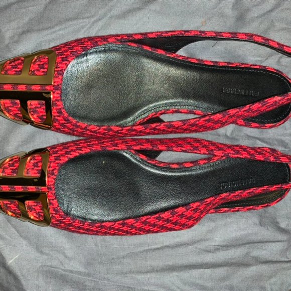 Balenciaga Knife Shoe Flats- red and black checks - Picture 6 of 6